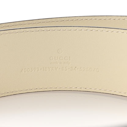 Gucci Azalea Calfskin Enamel Monochrome Double G 40mm Belt 85 34 Mystic White 3 of 6