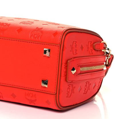 MCM Calfskin Ottomar Monogram Small Essential Boston Bag Red 9 of 9