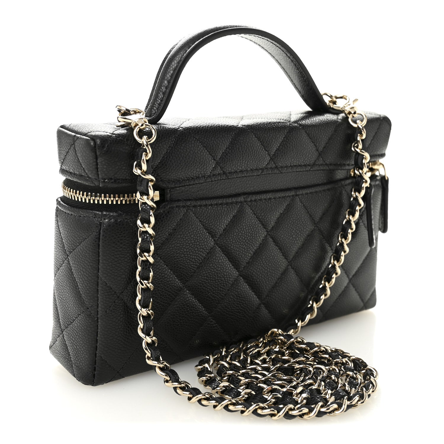 Chanel Caviar Quilted Top Handle Slim Vanity With Chain Black 3 of 11