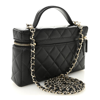 Chanel Caviar Quilted Top Handle Slim Vanity With Chain Black 3 of 11