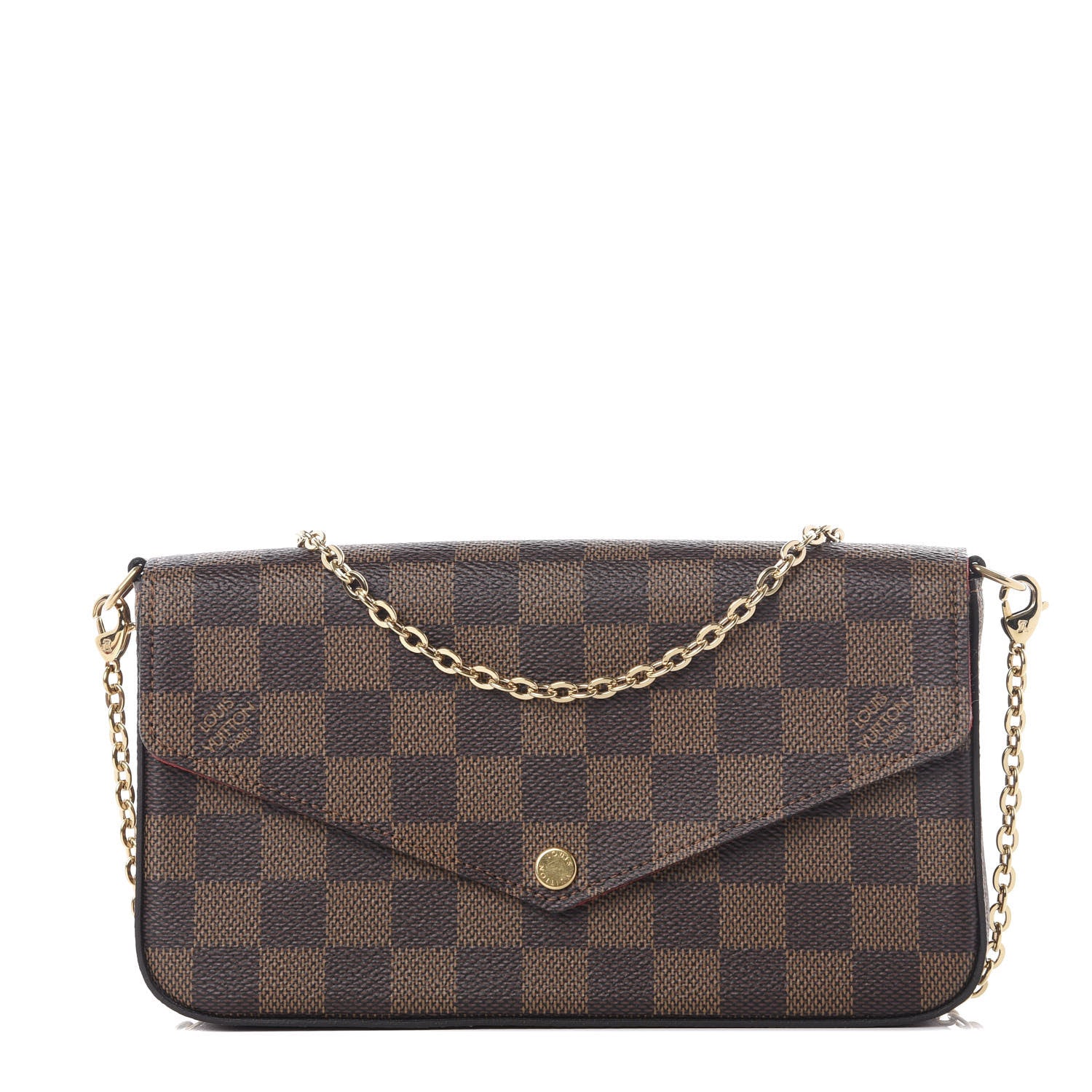 Louis Vuitton Damier Ebene Pochette Felicie Chain Wallet 1 of 10