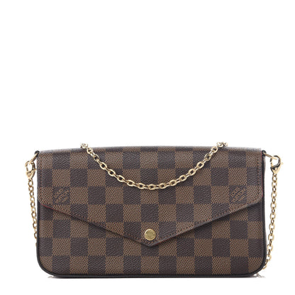 Louis Vuitton Damier Ebene Pochette Felicie Chain Wallet 1 of 10