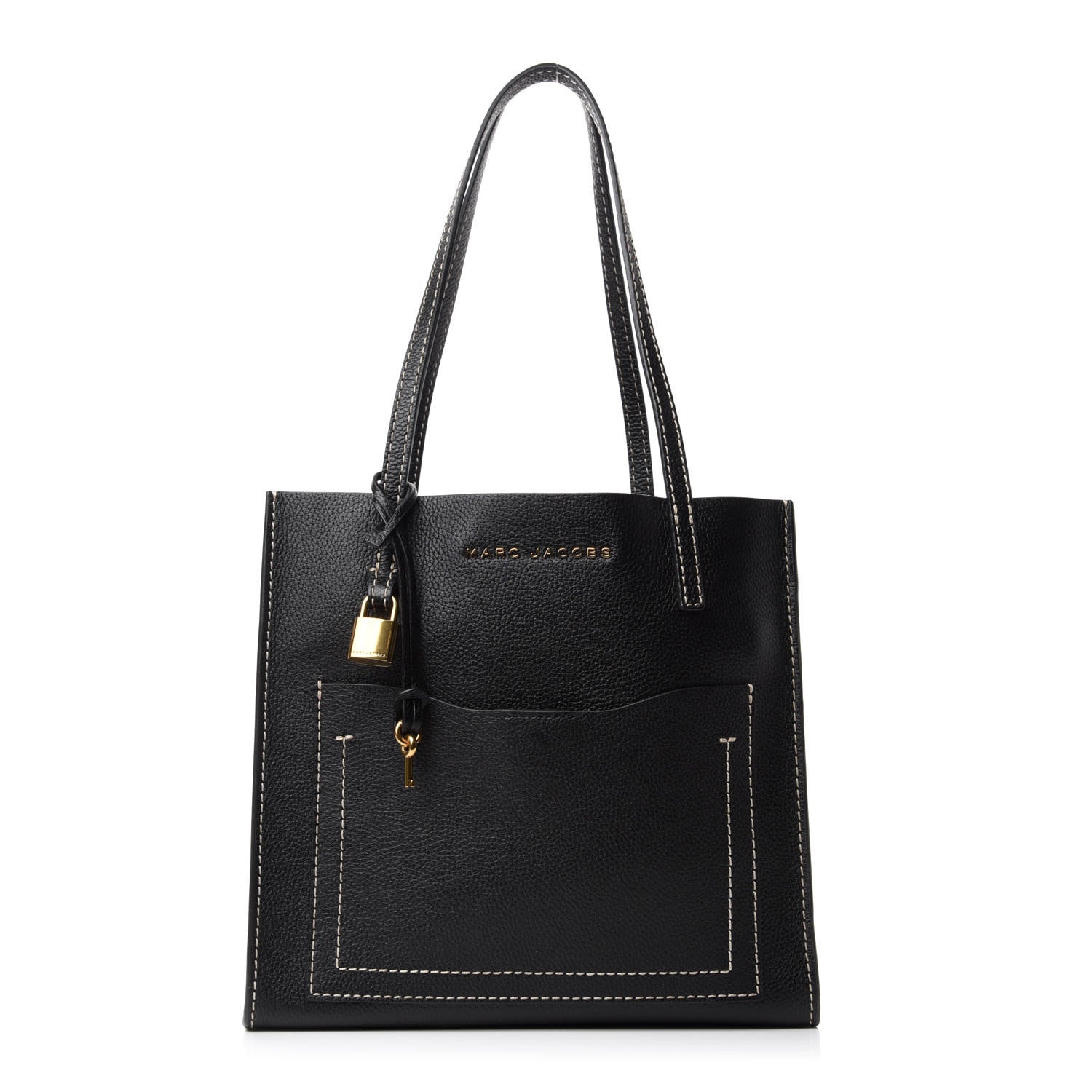 Marc Jacobs Grained Calfskin Medium Grind T Pocket Tote Black 1 of 10