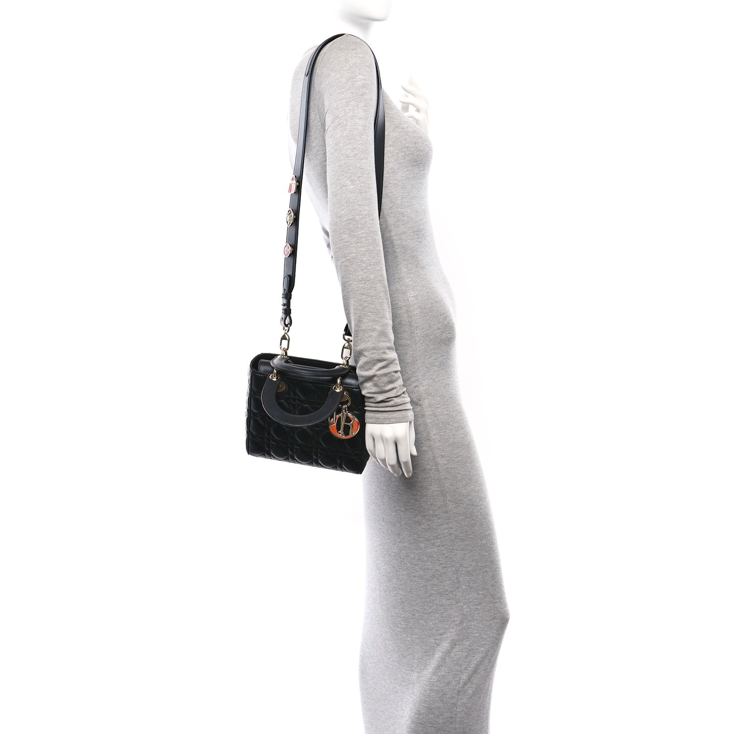 Christian Dior Lambskin Cannage Small Lucky Badges My Lady Dior Black 2 of 10