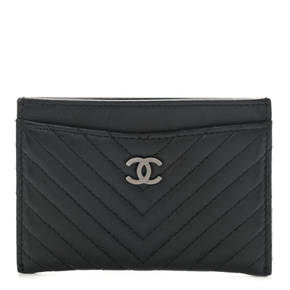 Chanel Lambskin Chevron Quilted Card Holder Black 1 of 8