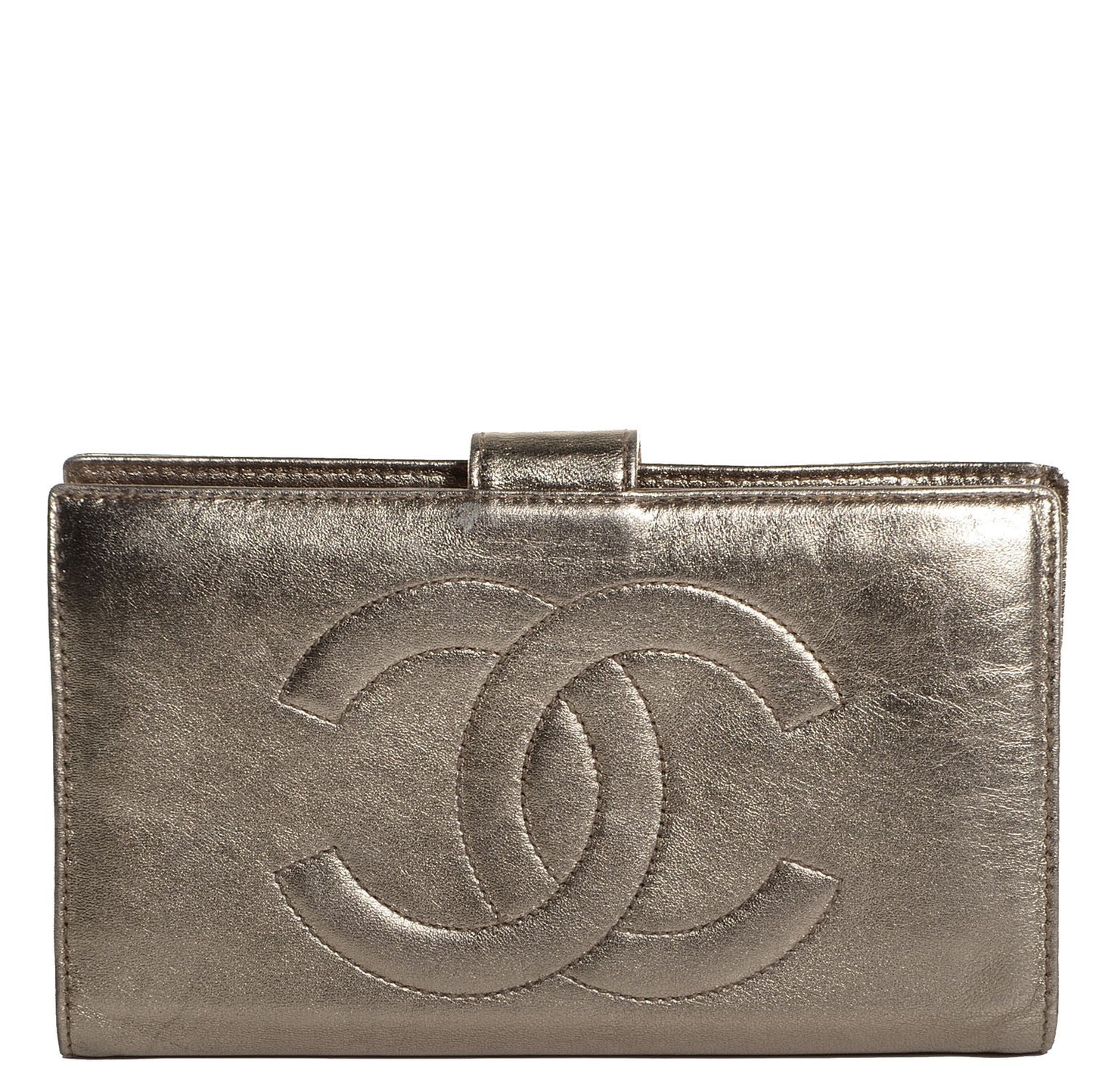 Metallic Lambskin Timeless CC French Wallet Gold