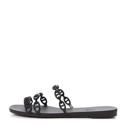 Hermes Rubber Chaine d'Ancre Rivage Sandals 39 Black 1 of 8