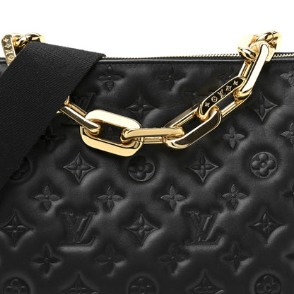 Louis Vuitton Lambskin Embossed Monogram Coussin MM Black 9 of 11