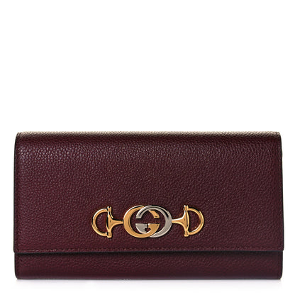 Gucci Grainy Calfskin Zumi Continental Wallet Vintage Bordeaux 1 of 7