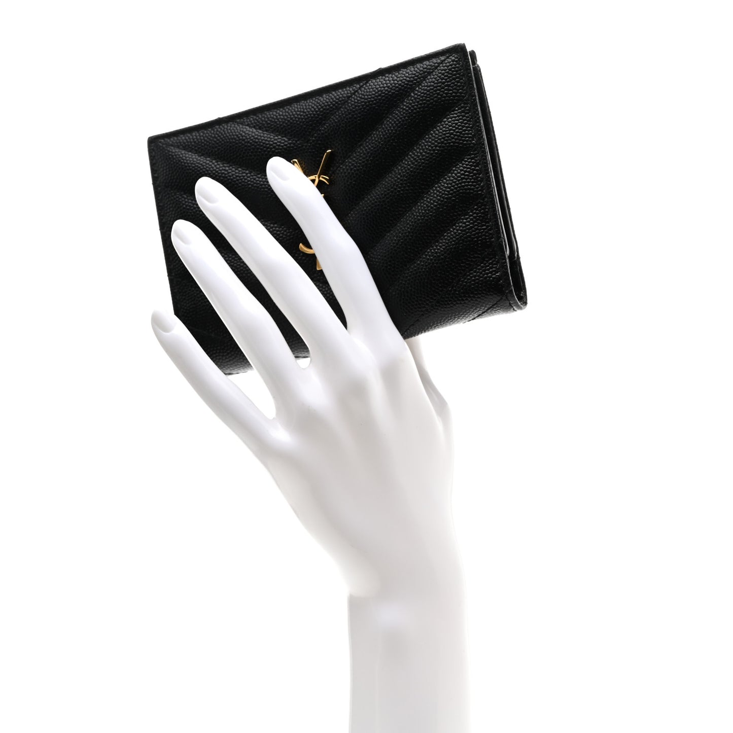 Grain De Poudre Matelasse Chevron Monogram Zipped Two-Part Wallet Black