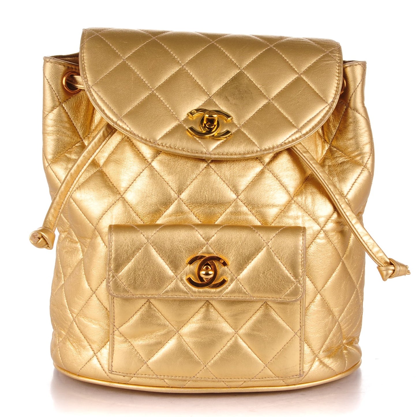 Lambskin Quilted Backpack Gold