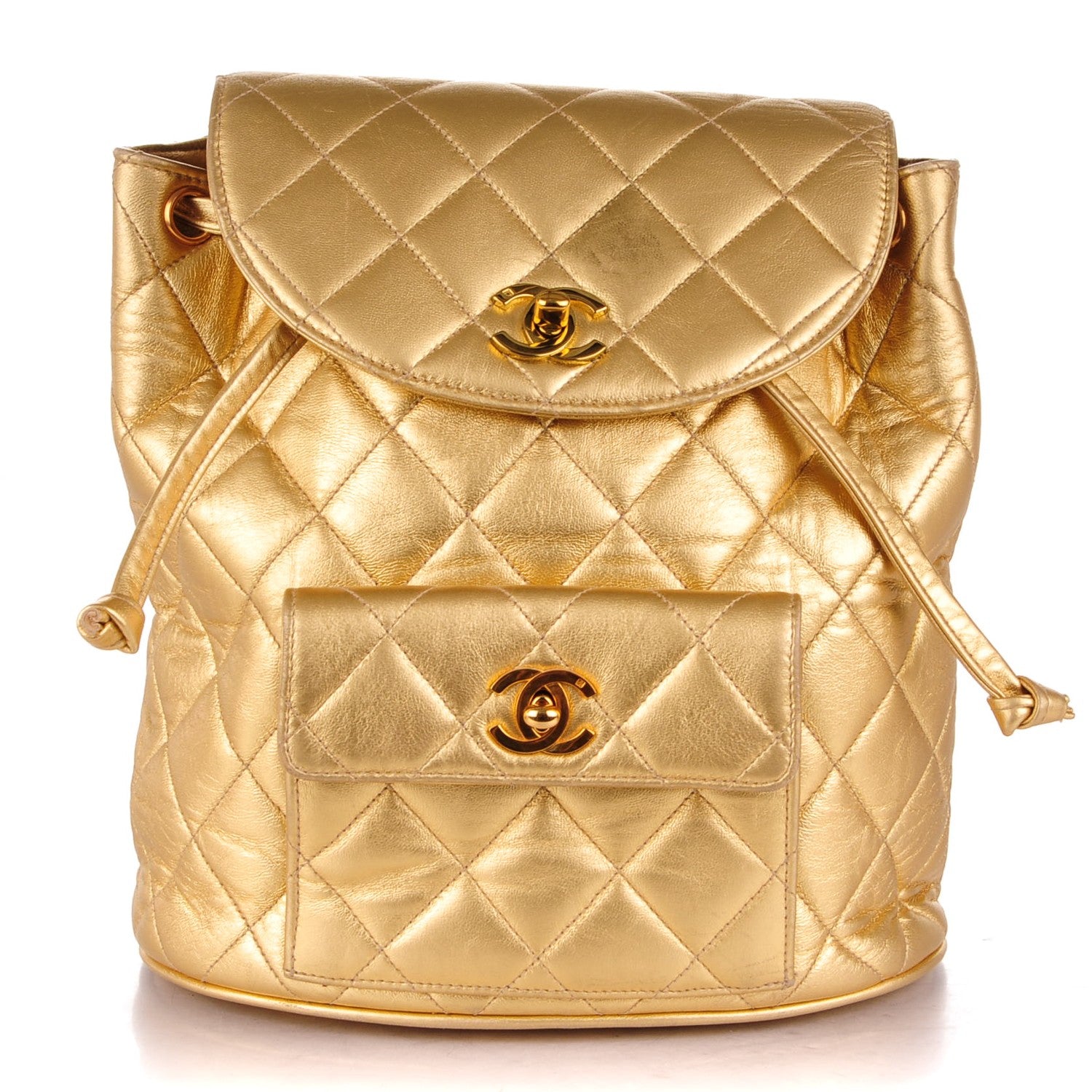 Chanel Lambskin Quilted Backpack Gold 1 of 8