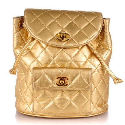 Chanel Lambskin Quilted Backpack Gold 1 of 8