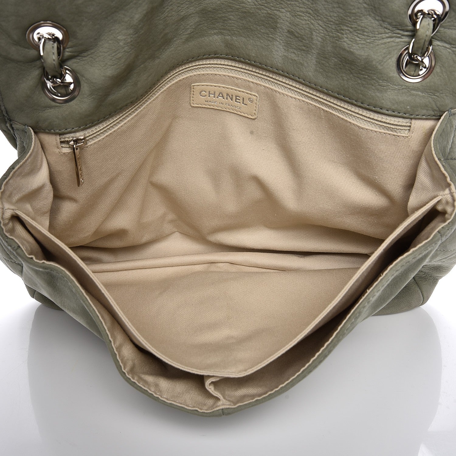 Chanel Ultra Soft Suede Calfskin Large Natural Beauty Flap Khaki 5 of 7