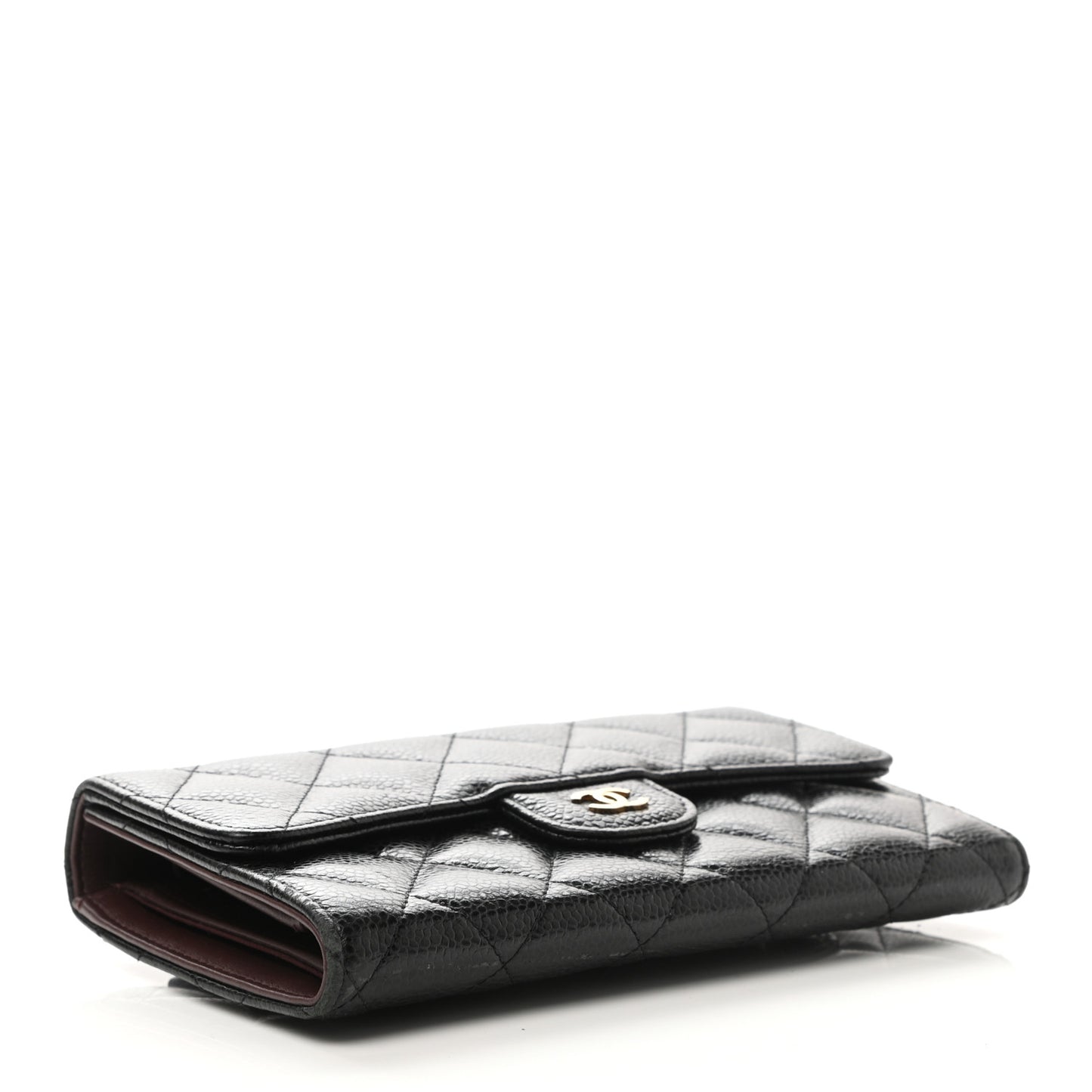 Caviar Quilted Large Flap Wallet Black