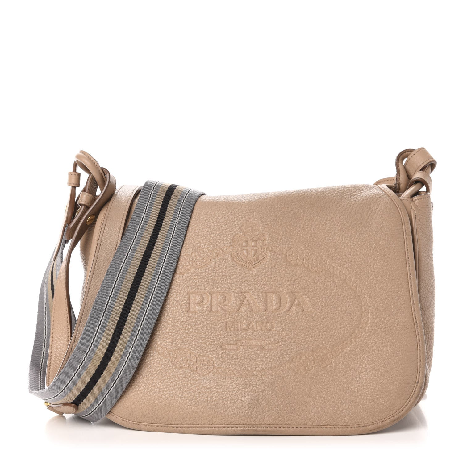 Prada Vitello Daino Logo Messenger Cammeo 1 of 12
