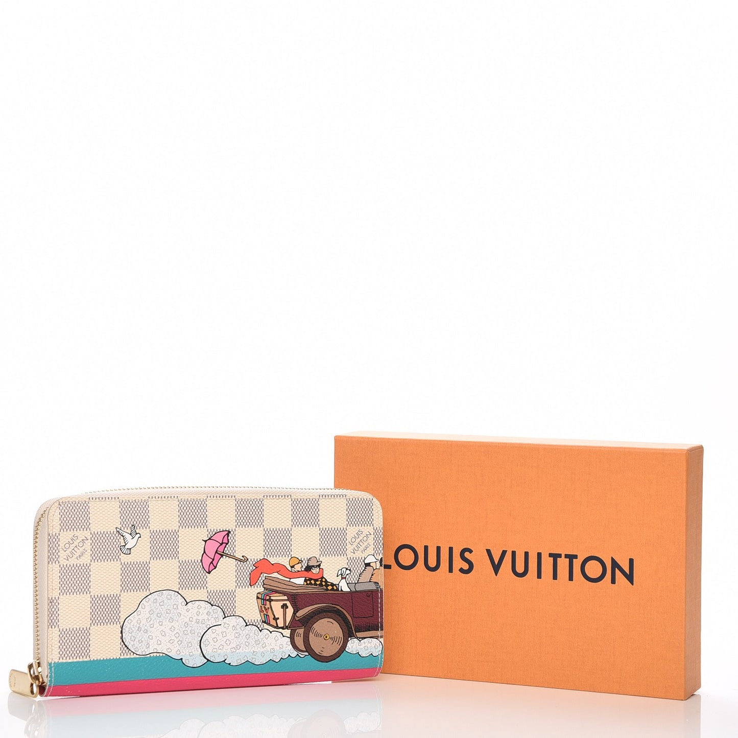 Damier Azur 2015 Christmas Animation Zippy Wallet Hibiscus