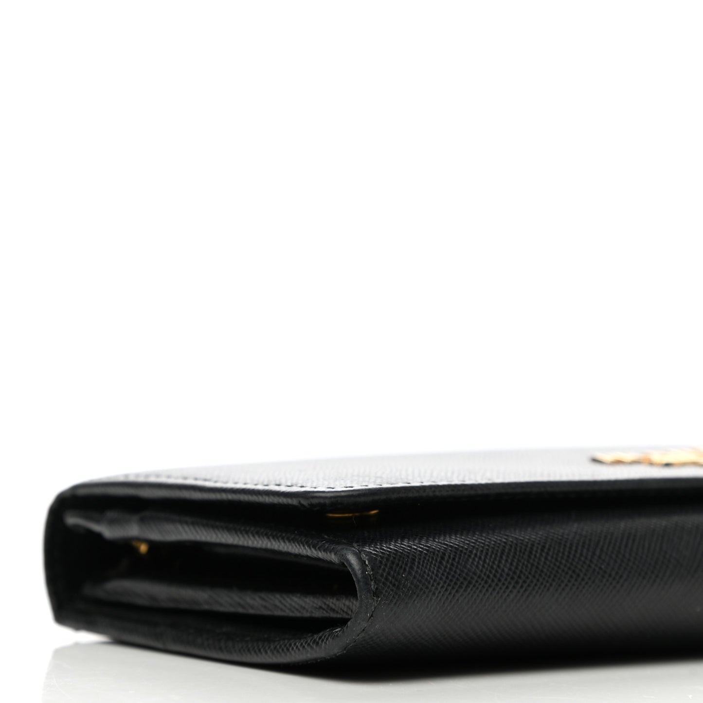 Saffiano Metal Continental Flap Wallet Black