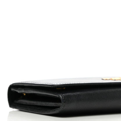 Prada Saffiano Metal Continental Flap Wallet Black 9 of 13
