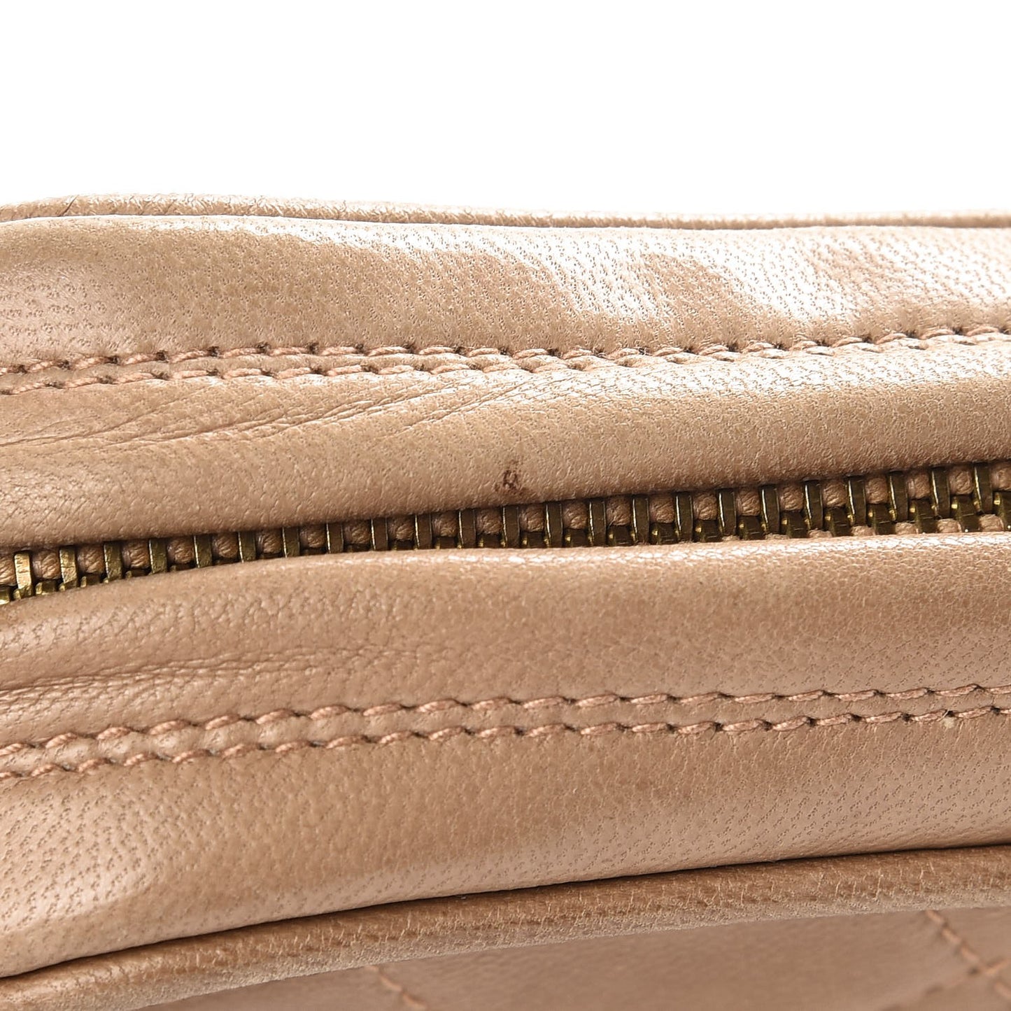 Lambskin Quilted Camera Case Beige