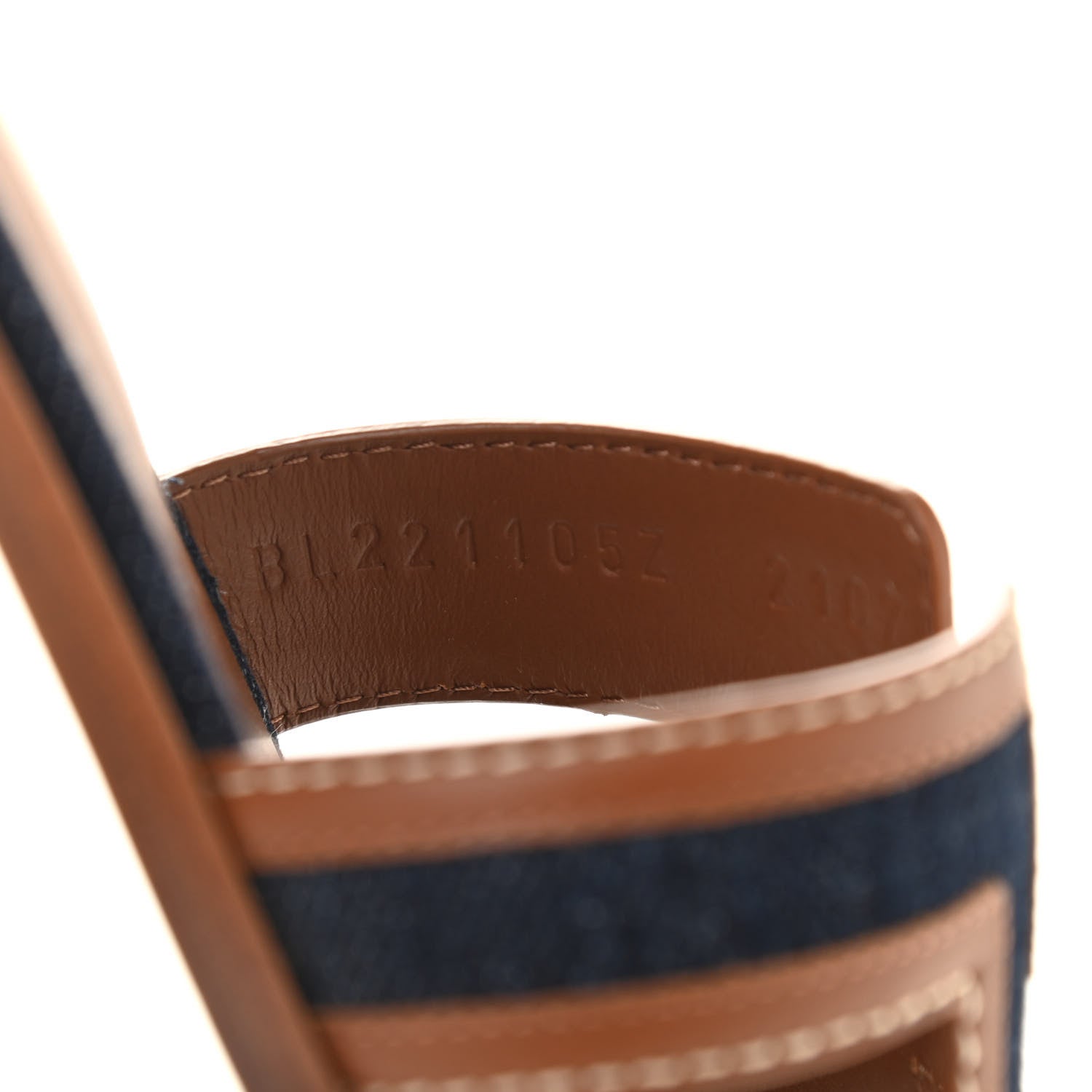 Hermes Calfskin Denim Oran Sandals 37.5 Bleu Brut Gold 8 of 8