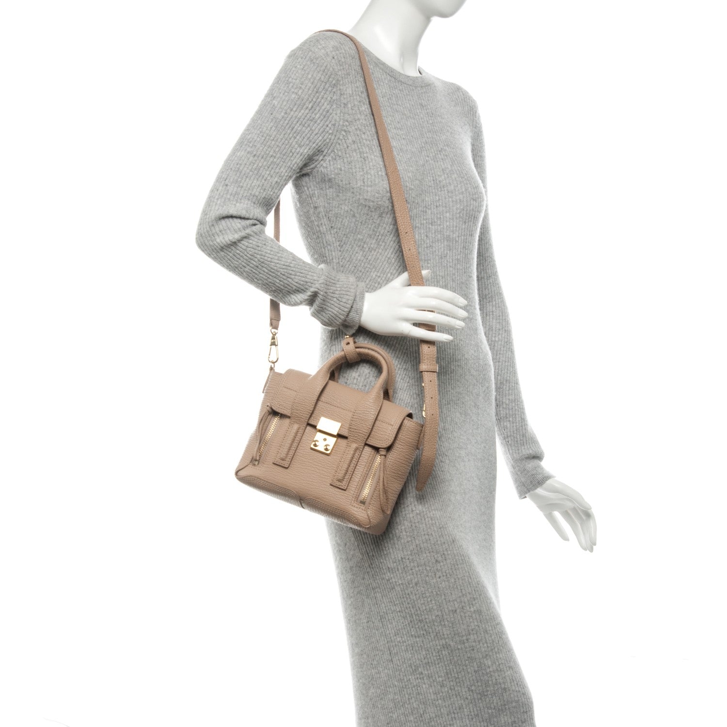 3.1 Phillip Lim 3.1 Textured Calfskin Mini Pashli Satchel Cashew 2 of 6