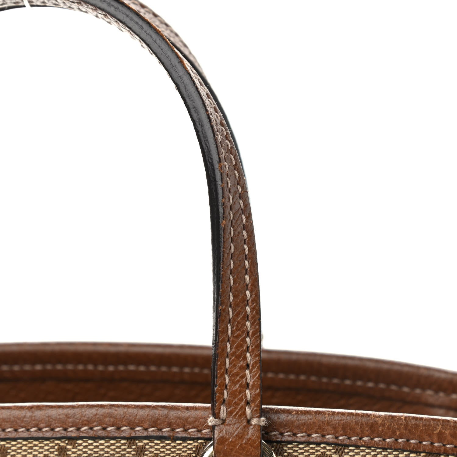 Gucci Monogram Textured Calfskin Mini Bree Top Handle Bag Beige Ebony Nocciola 9 of 12