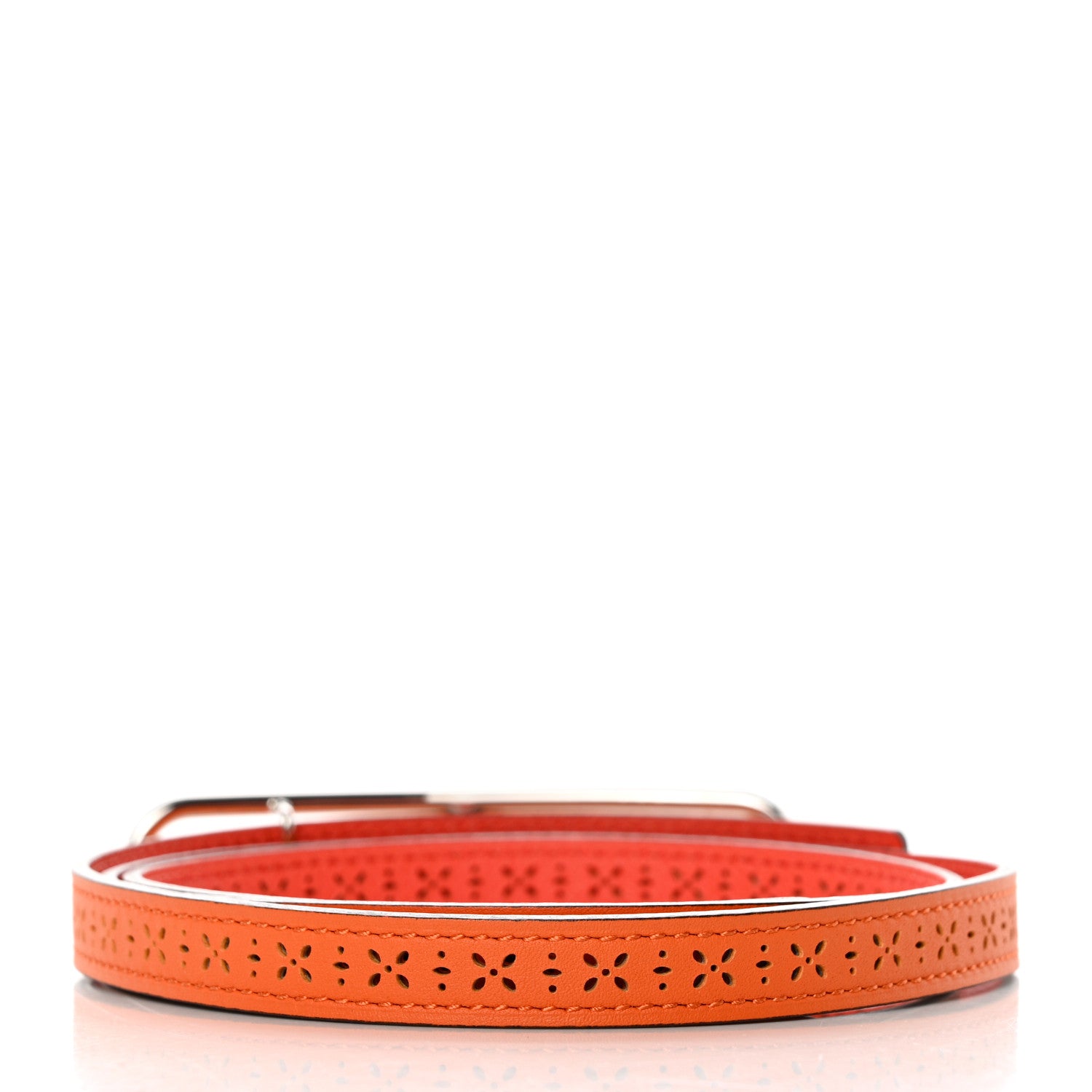 Hermes Swift Epsom Perforated 13mm Roulis Belt 85 34 Orange Rose Jaipur 2 of 6