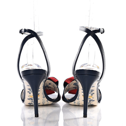Gucci Calfskin Heel Sandal Web Bow 38 Navy 7 of 14