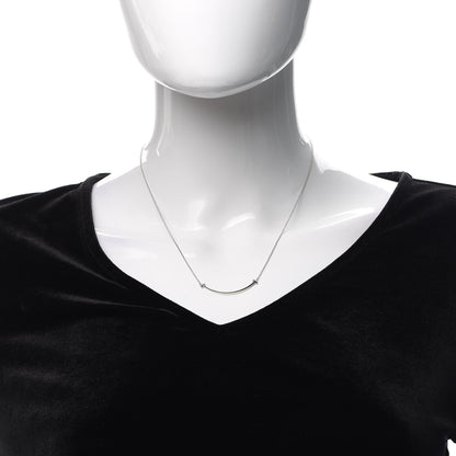 Tiffany 18K White Gold Small T Smile Pendant Necklace 2 of 6