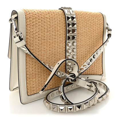 Prada Straw Studded Small Elektra Shoulder Bag White 3 of 11