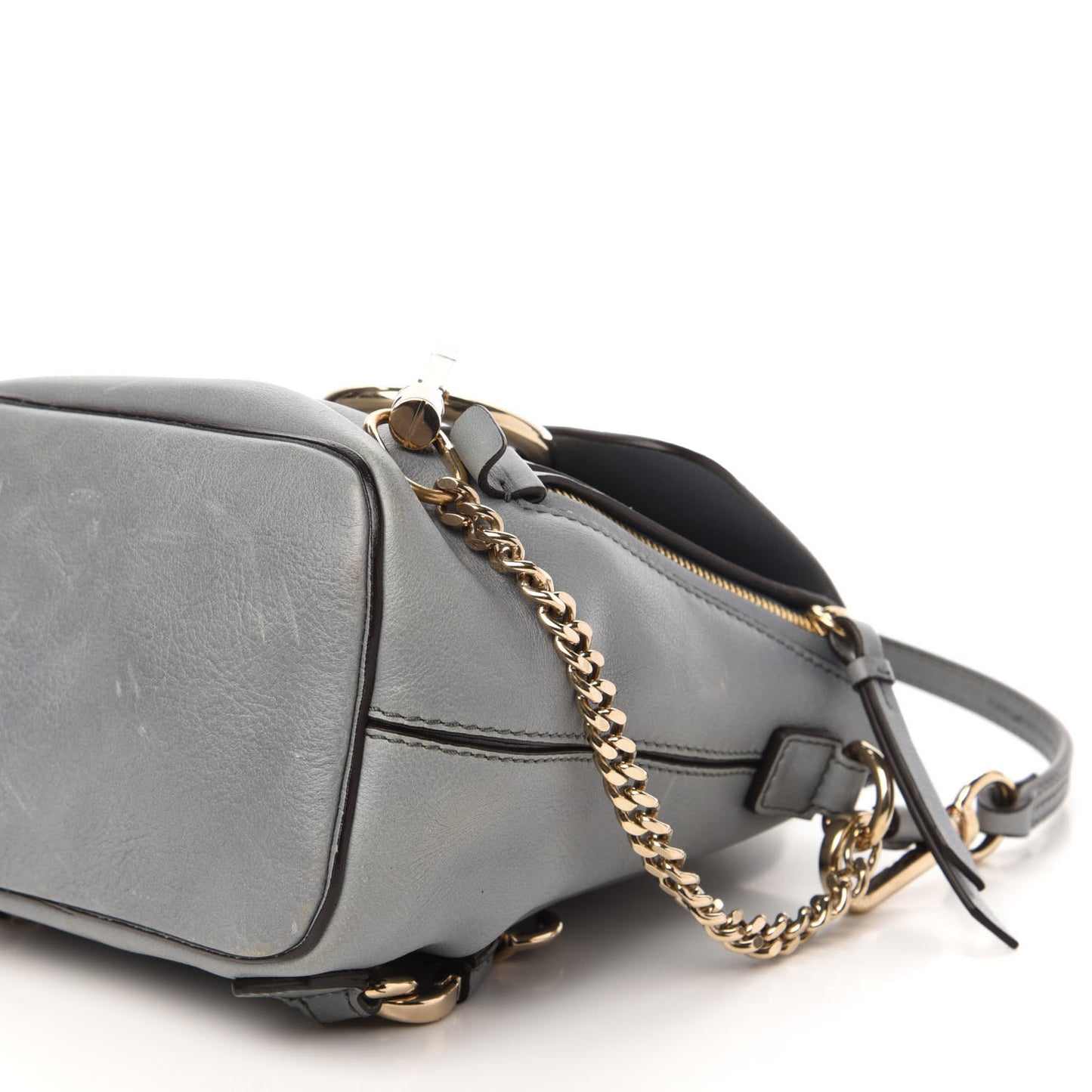 Suede Calfskin Mini Faye Backpack Airy Grey