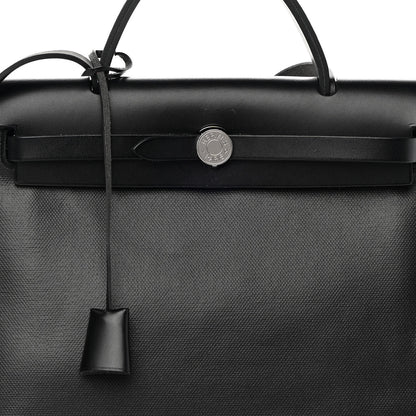 Hermes Toile H Berline Vache Hunter Herbag Zip PM 31 Black Ecru 9 of 15