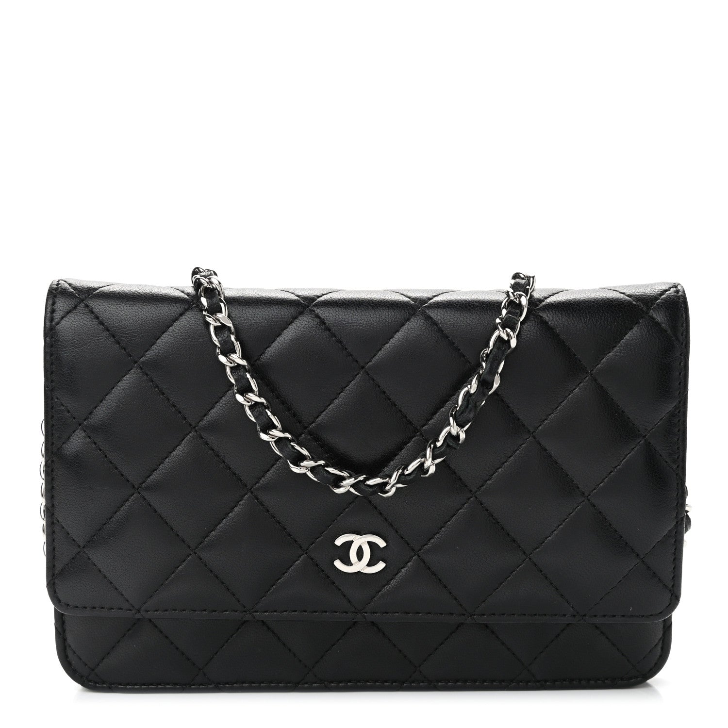 Chanel Lambskin Quilted Wallet On Chain WOC Black 1 of 12