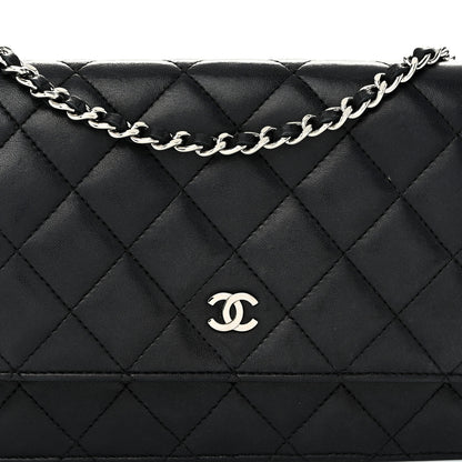 Chanel Lambskin Quilted Wallet On Chain WOC Black 9 of 12