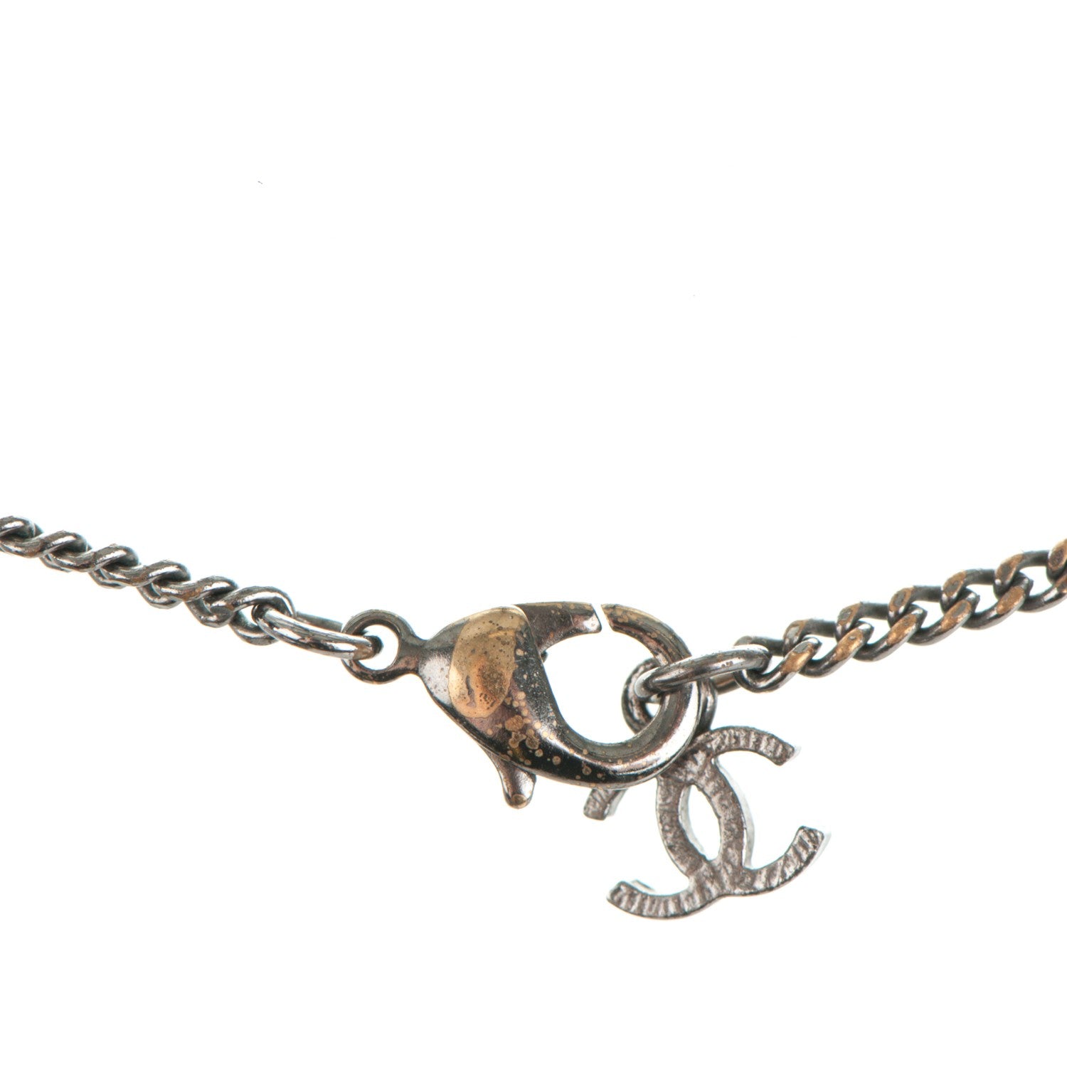 Chanel Crystal Pearl Bead CC Pendant Necklace Ruthenium 4 of 5