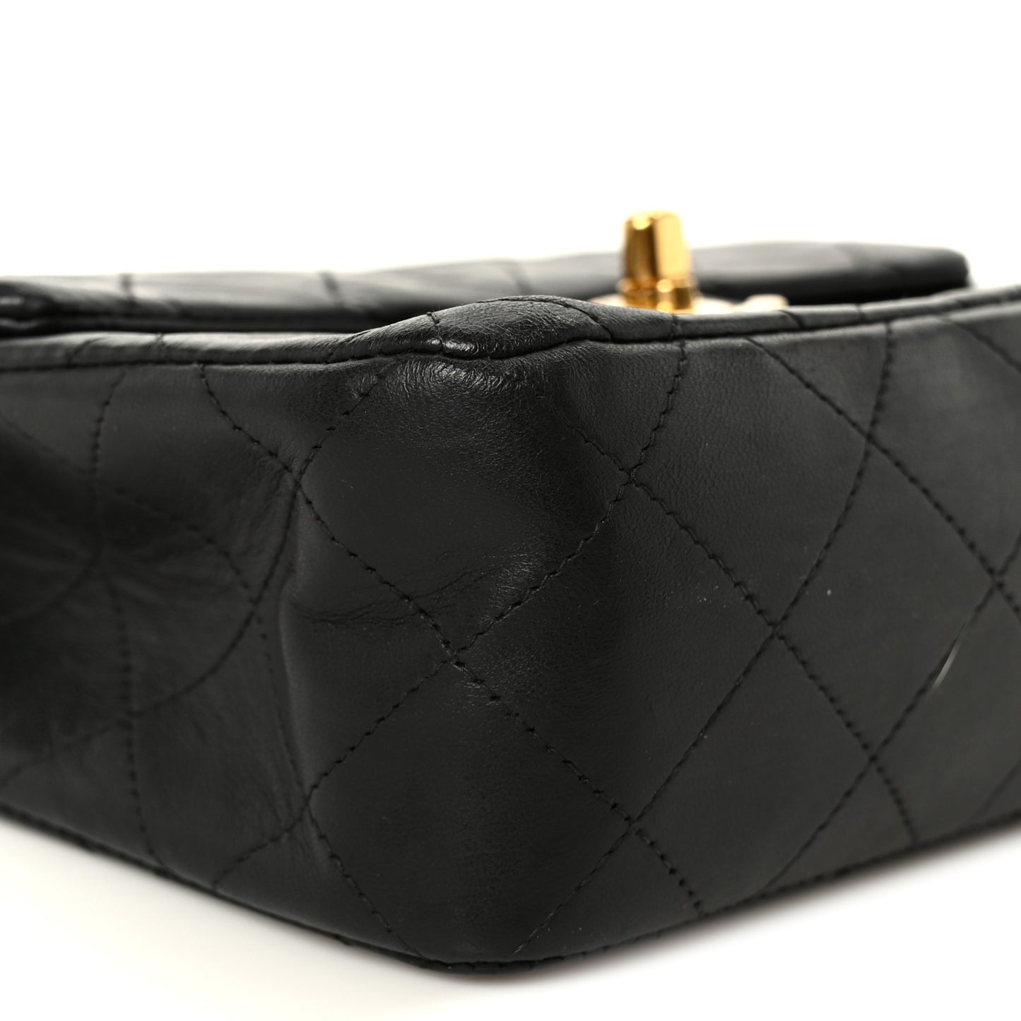 Lambskin Quilted Mini Square Flap Bag Black