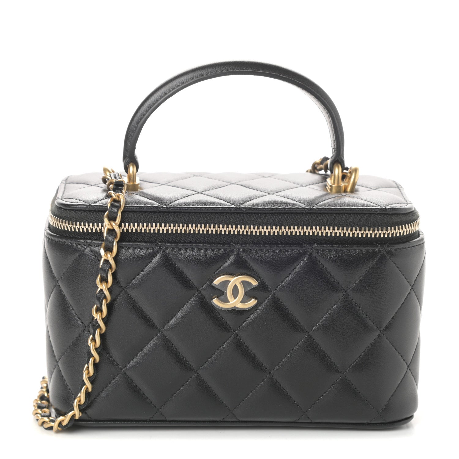 Chanel Lambskin Quilted Small Top Handle Vanity Case With Chain Black 1 of 9
