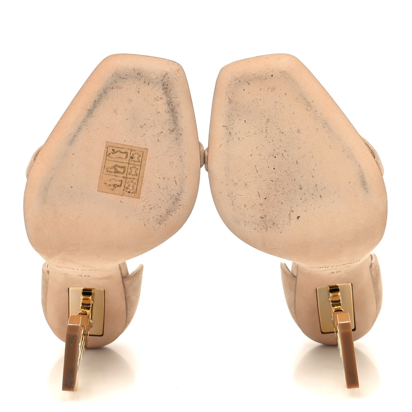 Suede Calfskin Opyum 110 Sandals Cachemere 36 Pale Gold