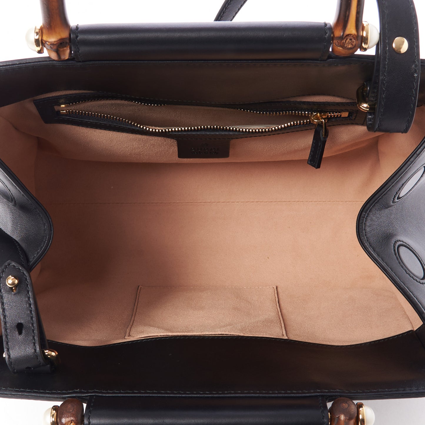 Nappa Bamboo Small Nymphaea Top Handle Bag Black