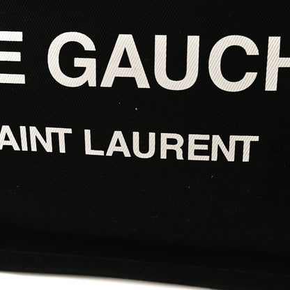 Saint Laurent Linen Calfskin Rive Gauche Tote Black 12 of 18