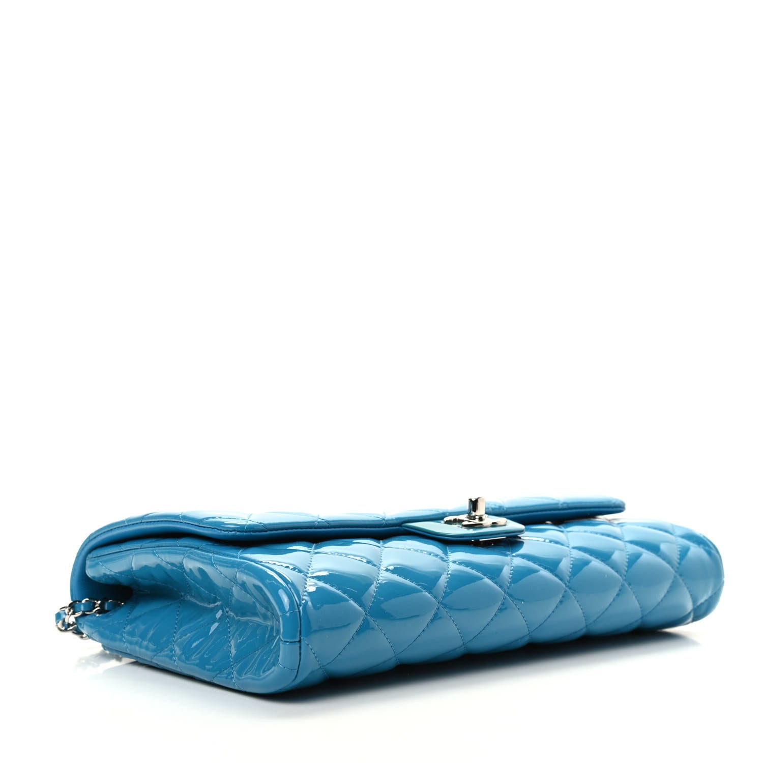 Chanel Patent Quilted Clutch with Chain Flap Blue 4 of 9