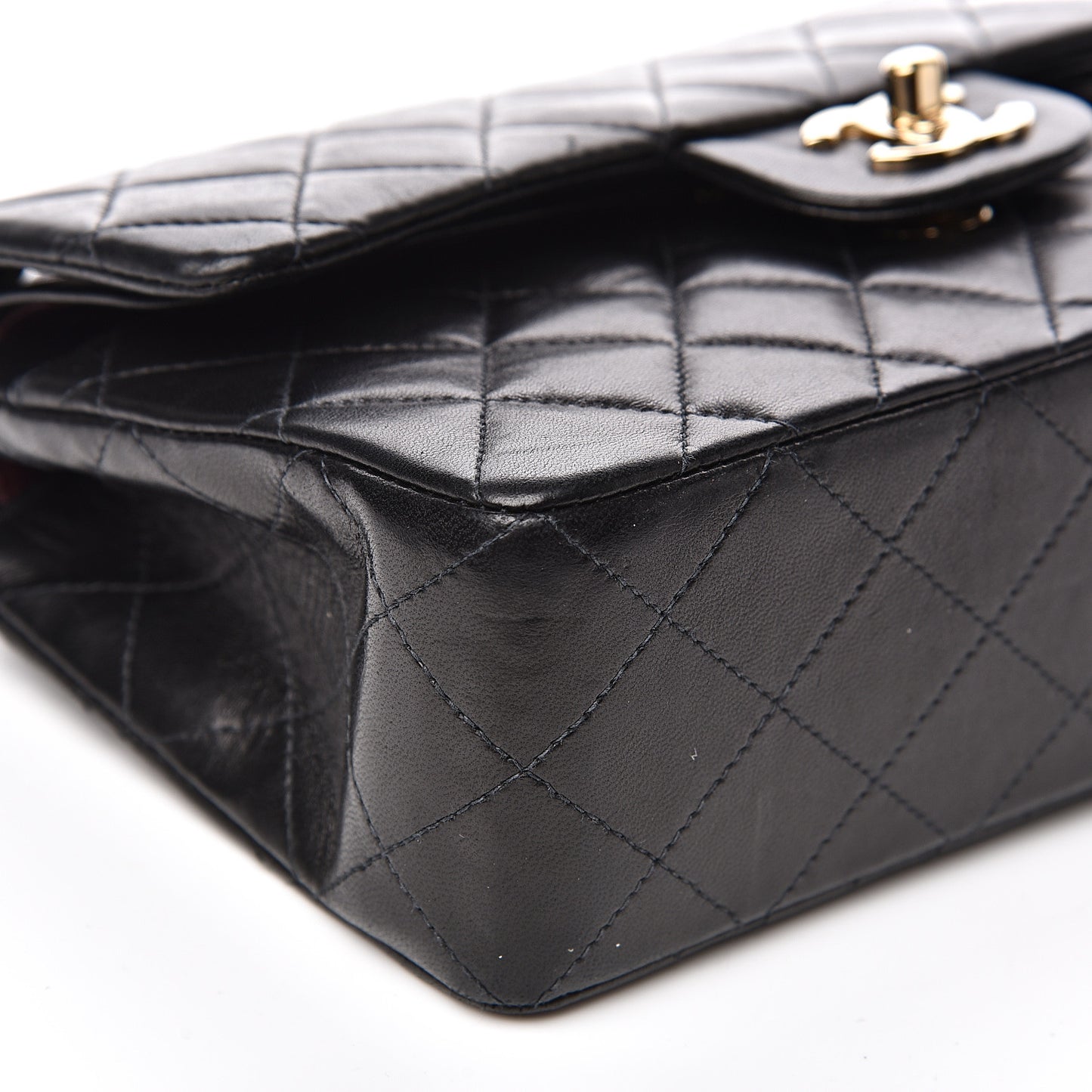 Lambskin Quilted Small Double Flap Black