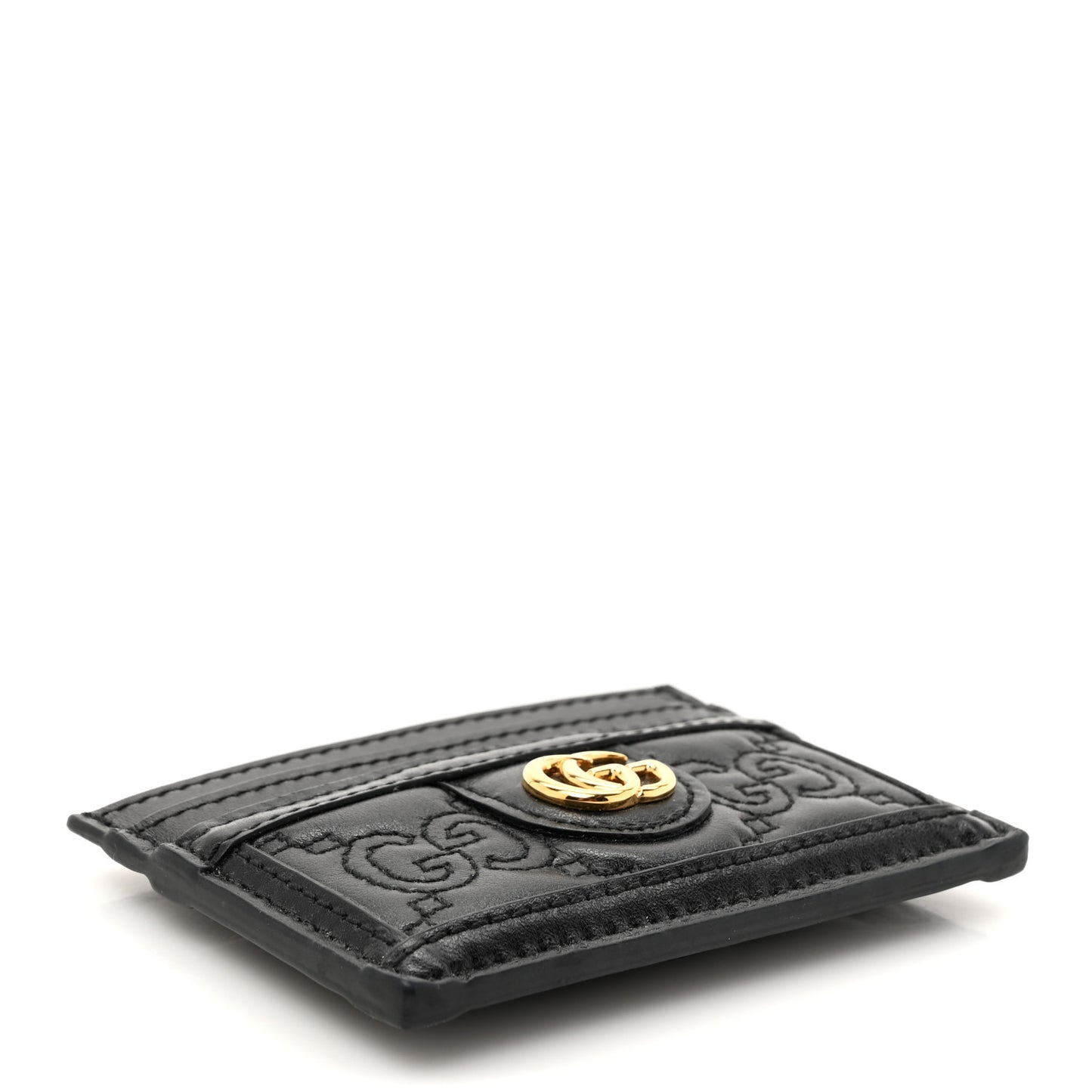 Calfskin GG Matelasse Card Holder  Black