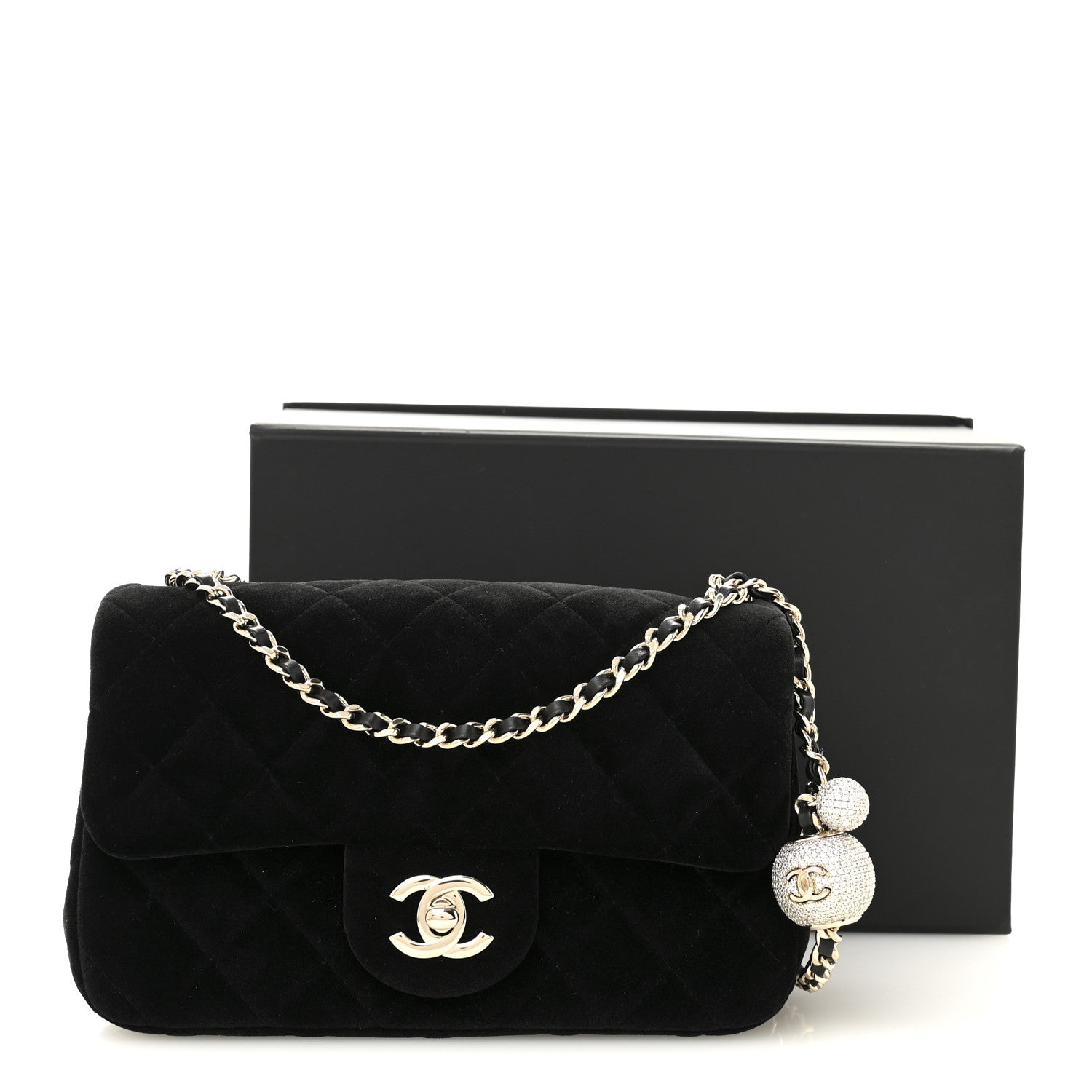 Chanel Velvet Quilted Mini Rectangular Pearl Crush Flap Black 11 of 11