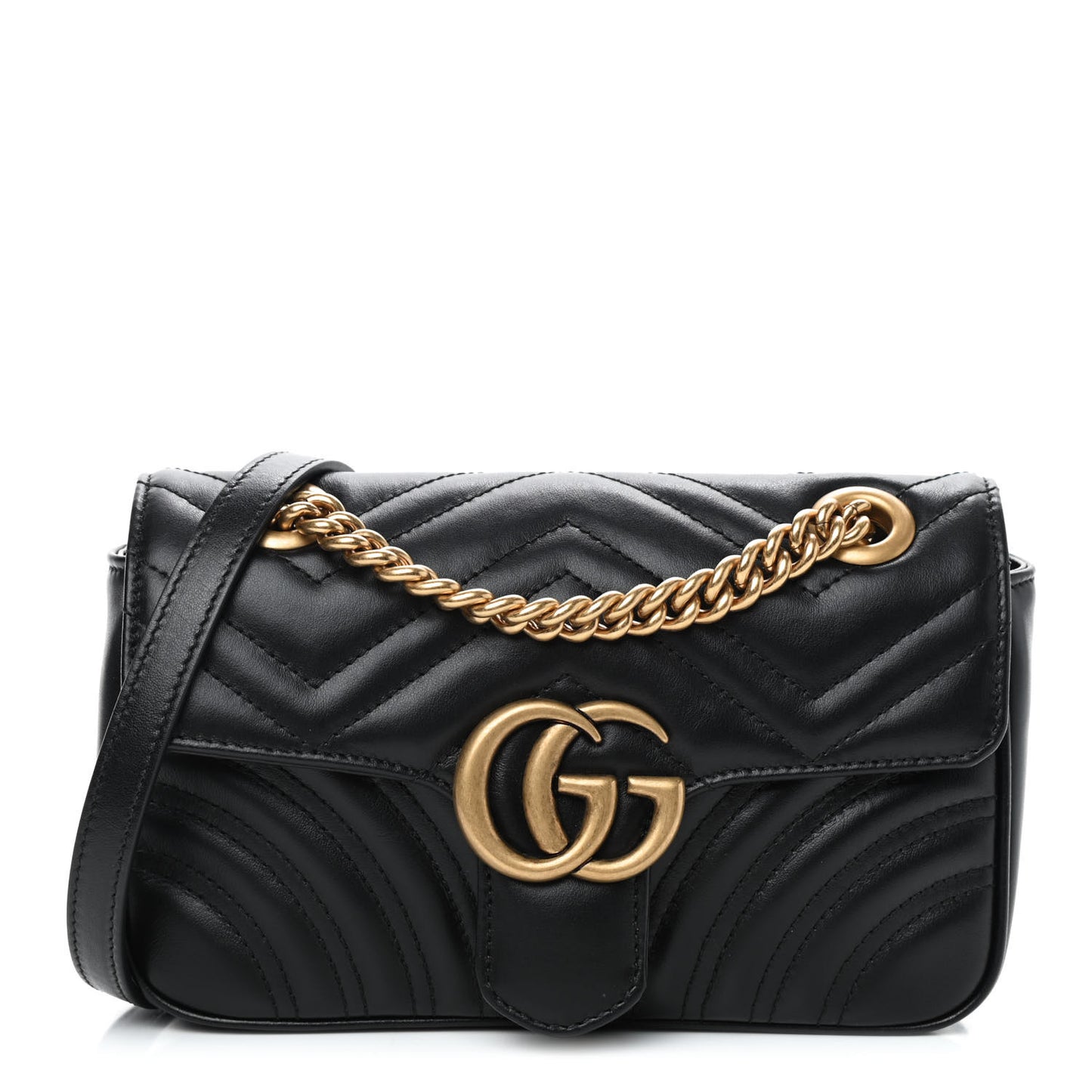 Calfskin Matelasse Mini GG Marmont Shoulder Bag Black