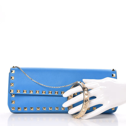 Valentino Garavani Nappa Rockstud Bangle Clutch Blue Fluo 2 of 7