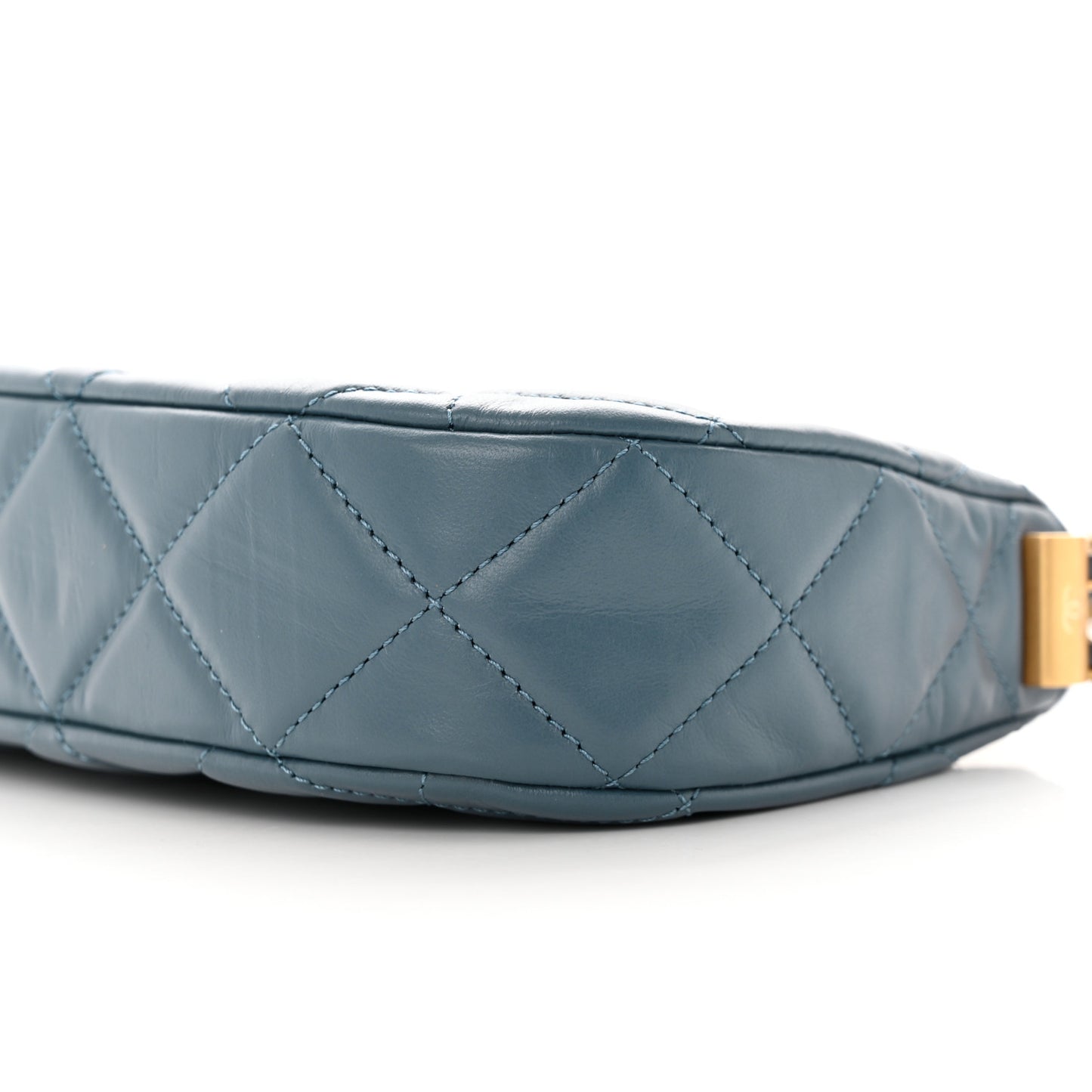 Crumpled Calfskin Quilted Braided CC Hobo Blue