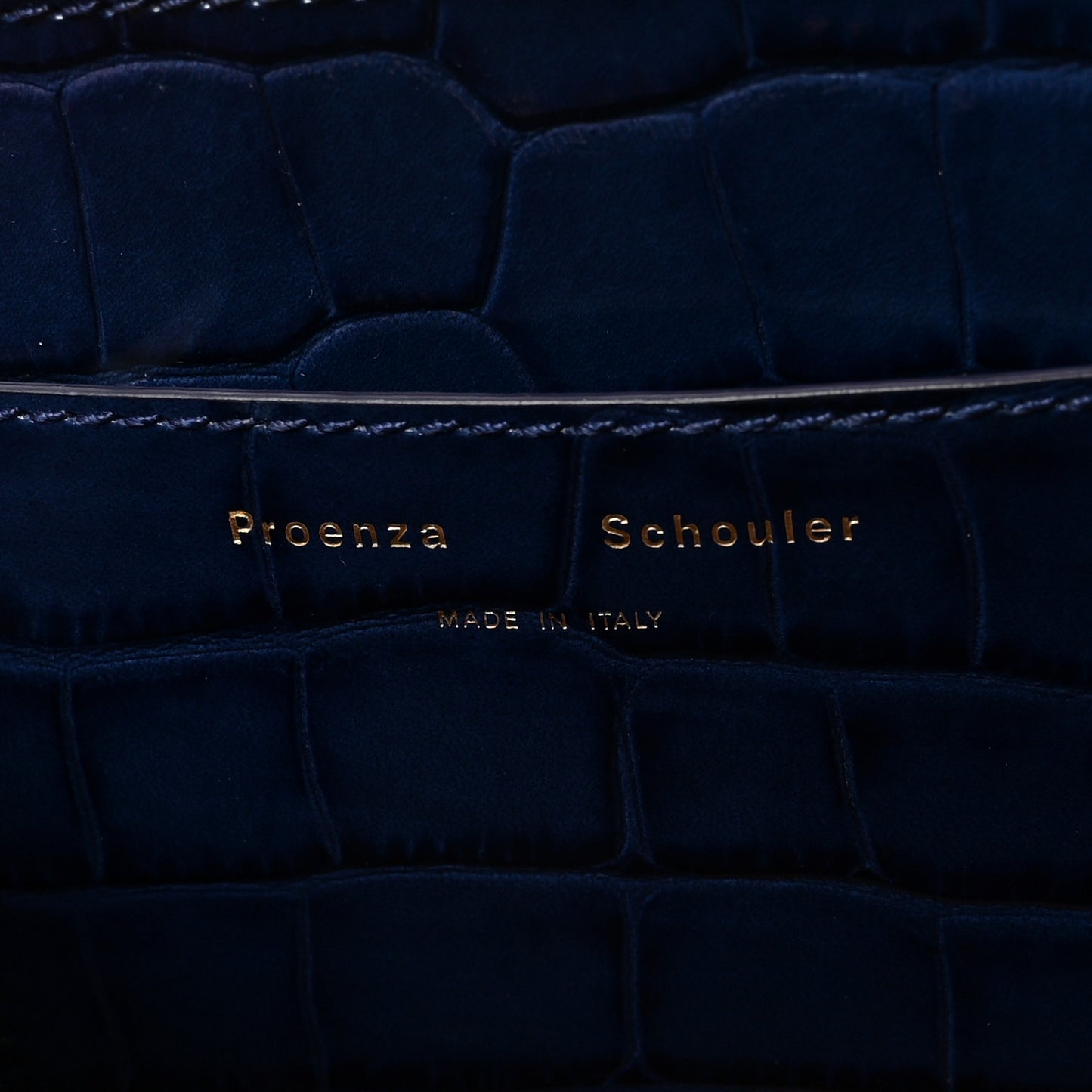 Calfskin Crocodile Embossed Small Pipe Bag Blue