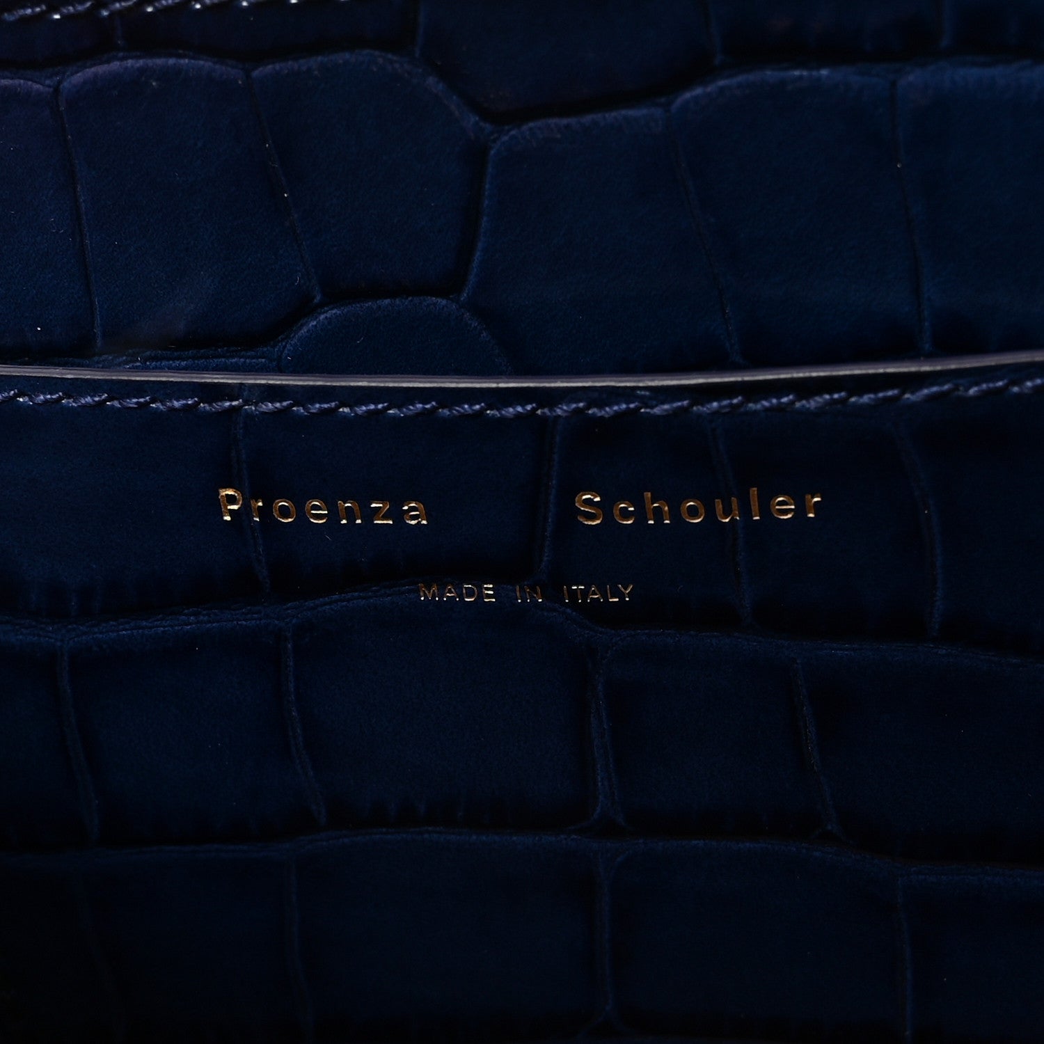Proenza Schouler Calfskin Crocodile Embossed Small Pipe Bag Blue 6 of 9